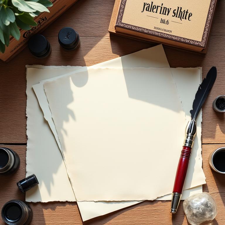 Espacio de trabajo de caligrafía con materiales premium